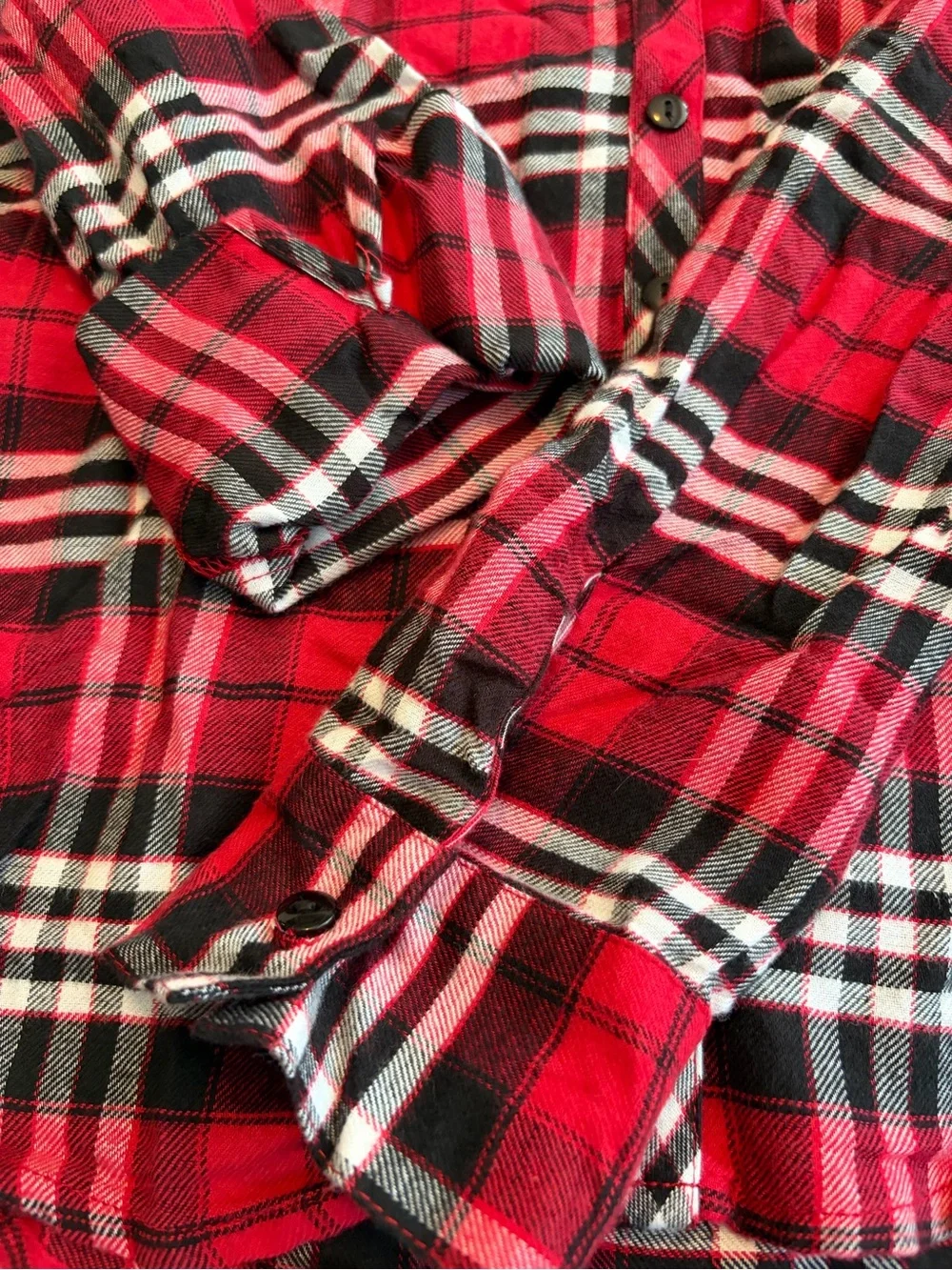 Justice Red and Black Plaid Long Sleeve Button-Up  Sizes 10 NWT